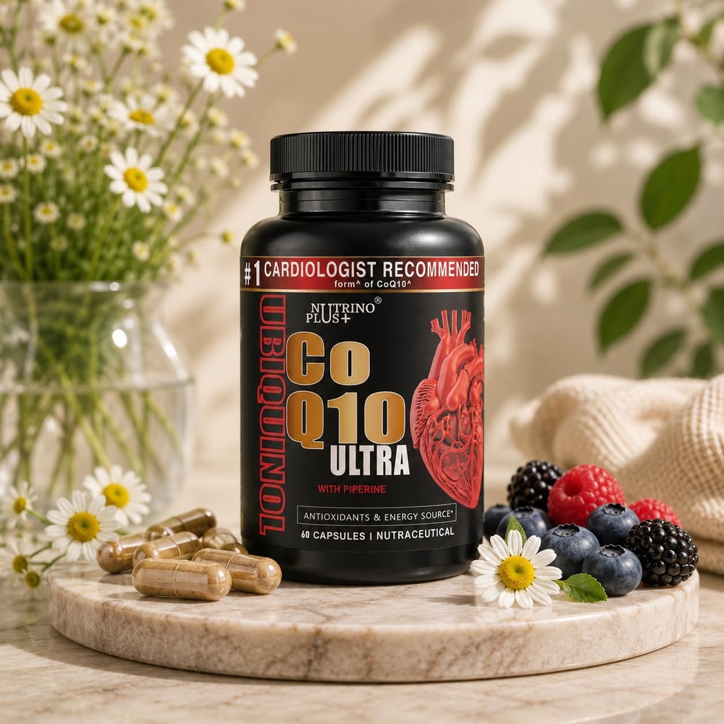 NutrinoPlusUbiquinol COQ10 ULTRA | Antioxidant & Heart Health Supplement | 60 Vegetarian Capsules | Supports Cellular Energy & Vitality | USA Formulated (Ubiquinol COQ10ULTRA, 60, count)