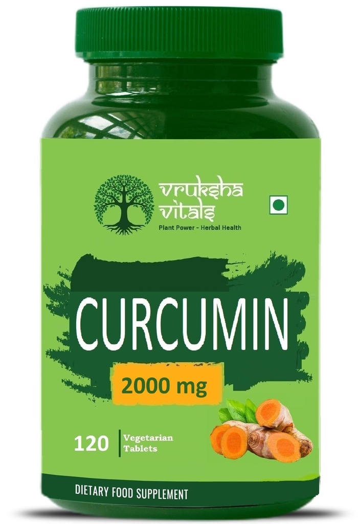 Vruksha Vitals Curcumin with Piperine > 95% Curcuminoids [LAB TESTED - COA ATTACHED] 2000 mg - 120 tablets/capsules supplement powder - Curcumin Extract supplements