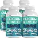 Suppléments de calcium 4-en-1 pour les femmes et les hommes - Calcium avec supplément de vitamine D3 K2 5000 UI, 601mg par portion pour le cœur, les os et les défenses du corps - sans gluten, végétalien-friendly (480 ct)
