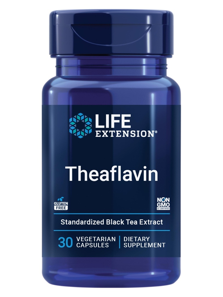 Prolongation de vie Theaflavin Extrait normalisé – Flavonoïdes de la feuille de thé, soutien de la santé artérielle, aide à maintenir le cholestérol déjà chauffé – sans gluten, non-OGM, végétarien – 30 capsules