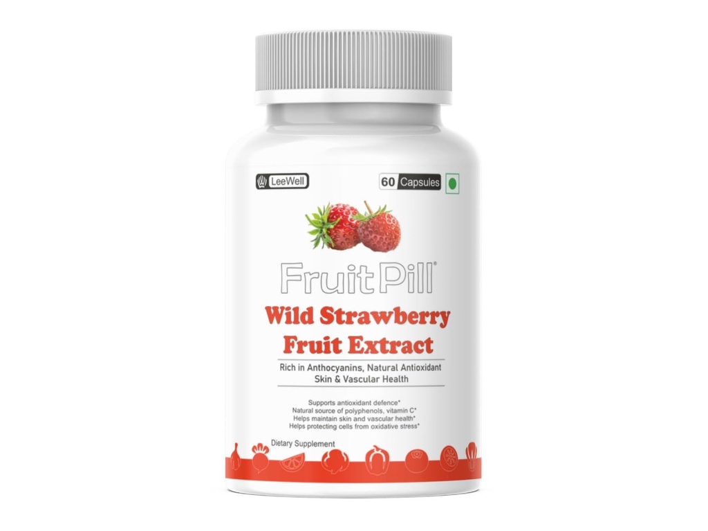 (LeeWell) Wild Strawberry Fruit Extract powder Supplement, Natural Source of fisetin Antioxidant, For Skin and Vascular Health- 60 Capsules