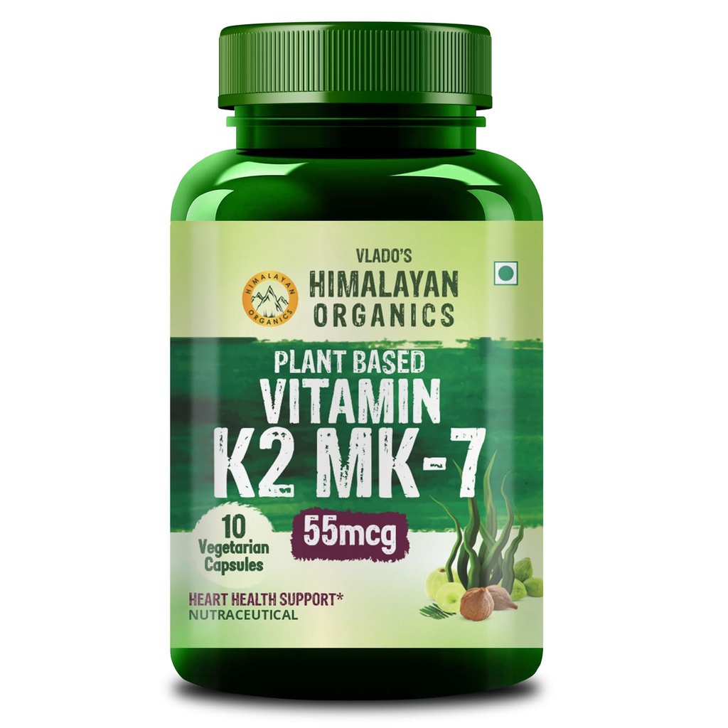 Vlado's Himalayan Organics Plant-Based Vitamin K2 MK- 7 Supplement - 10 Veg Capsules
