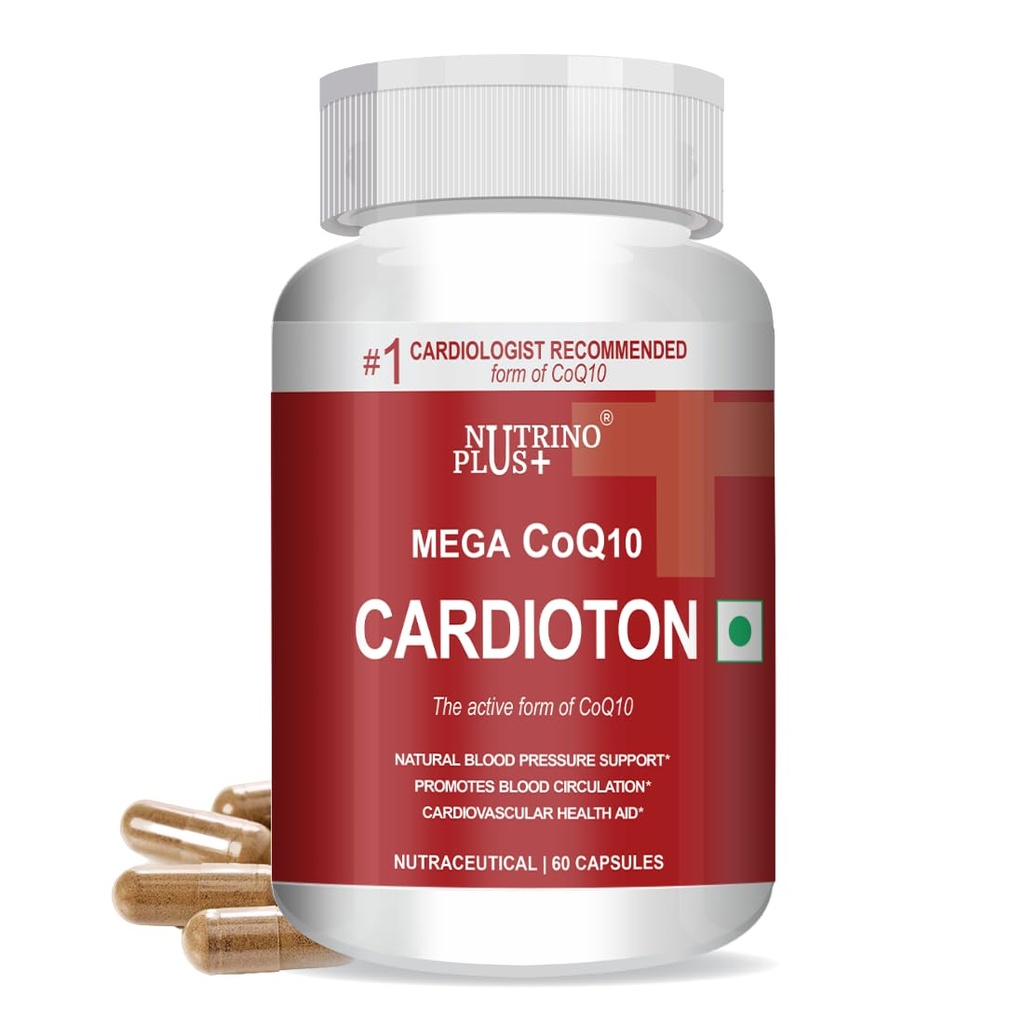 Cardioton CoQ10 Heart Health Supplements - 120mg Coenzyme Q10 with Arjuna Extract & Moringa - Natural Blood Pressure Support Capsules for Cardiovascular Health - 60 Capsules
