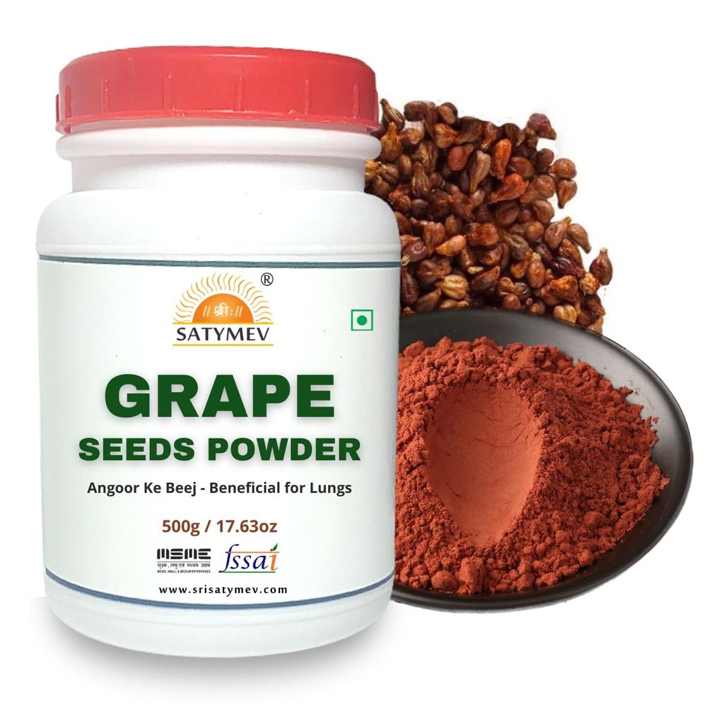 SriSatymev Grape Seed Powder 500g JAR, Natural Food Supplement