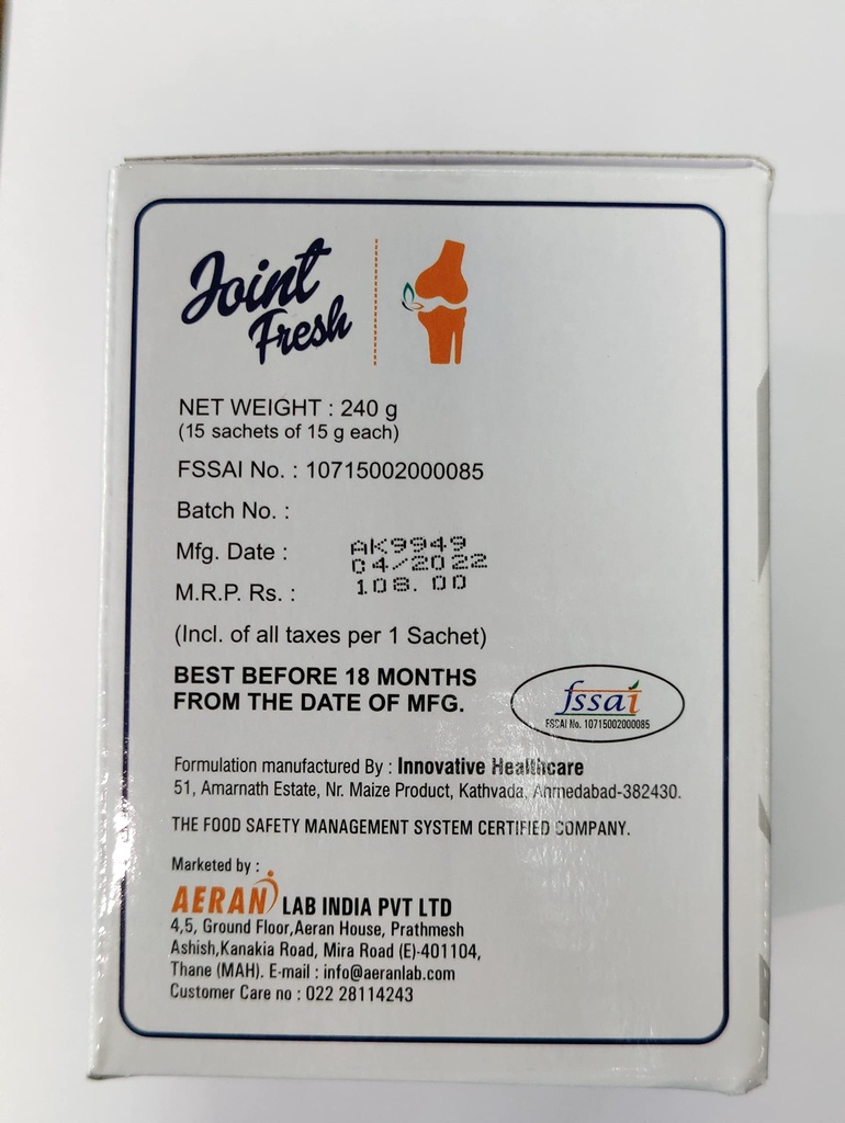 Longlivelives Joint Fresh - 15 Sachets | Joint fresh medicine for arthritis