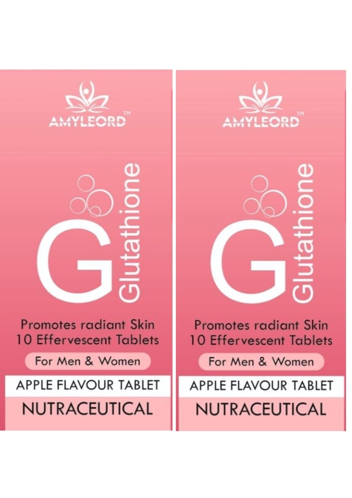 Glow - 500mg Glutathione & Vitamin C Help In Skin Glowing| 20 effervescent tablets |Apple Flavour 10 Count (Pack Of 2) MRP 998 Rs