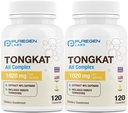 Puregen Labs Tongkat Ali Extrait 200 à 1 pour les hommes, 1020mg par portion, [High Potency] Total 240 capsules - Soutien de la santé des hommes avec 20mg Tribulus Terrestris.