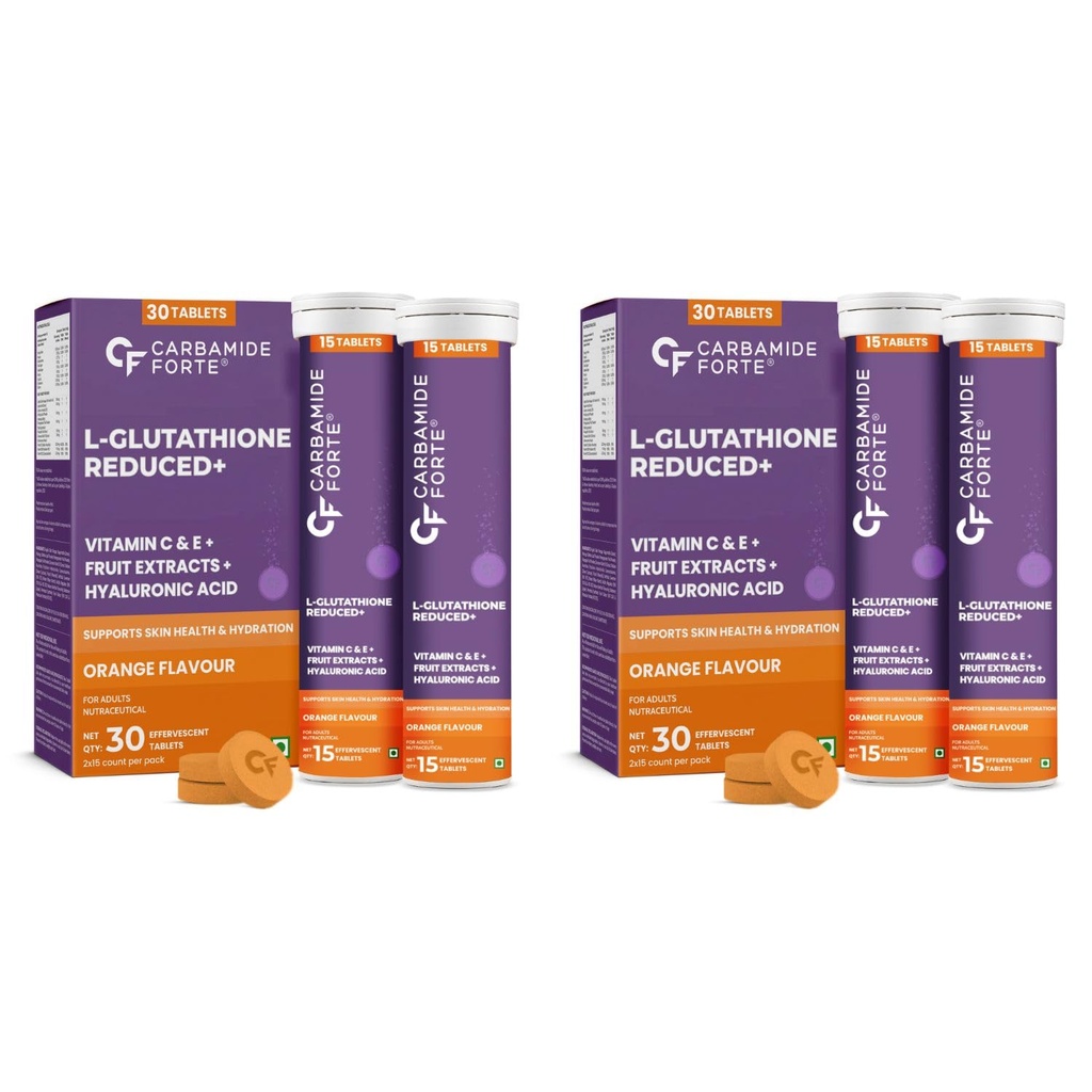 Carbamide Forte Japanese Reduced L Glutathione Effervescent Tablet 600mg for Skin Health Pack of 4-15 capsules