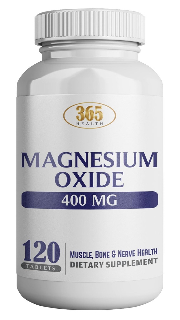 Supplément de magnésium 400mg [haute puissance] – Oxyde de magnésium pour le soutien immunitaire, la récupération musculaire, les crampes de jambes et la relaxation 120 comprimés-USA fabriqués