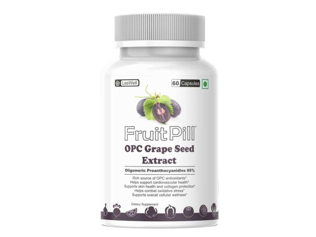 (LeeWell) OPC Grape Seed Extract 500mg with 95% Oligomeric Proanthocyanidins Supplement, Support Lower Blood Pressure & Blood Flow circulation -60 Capsules