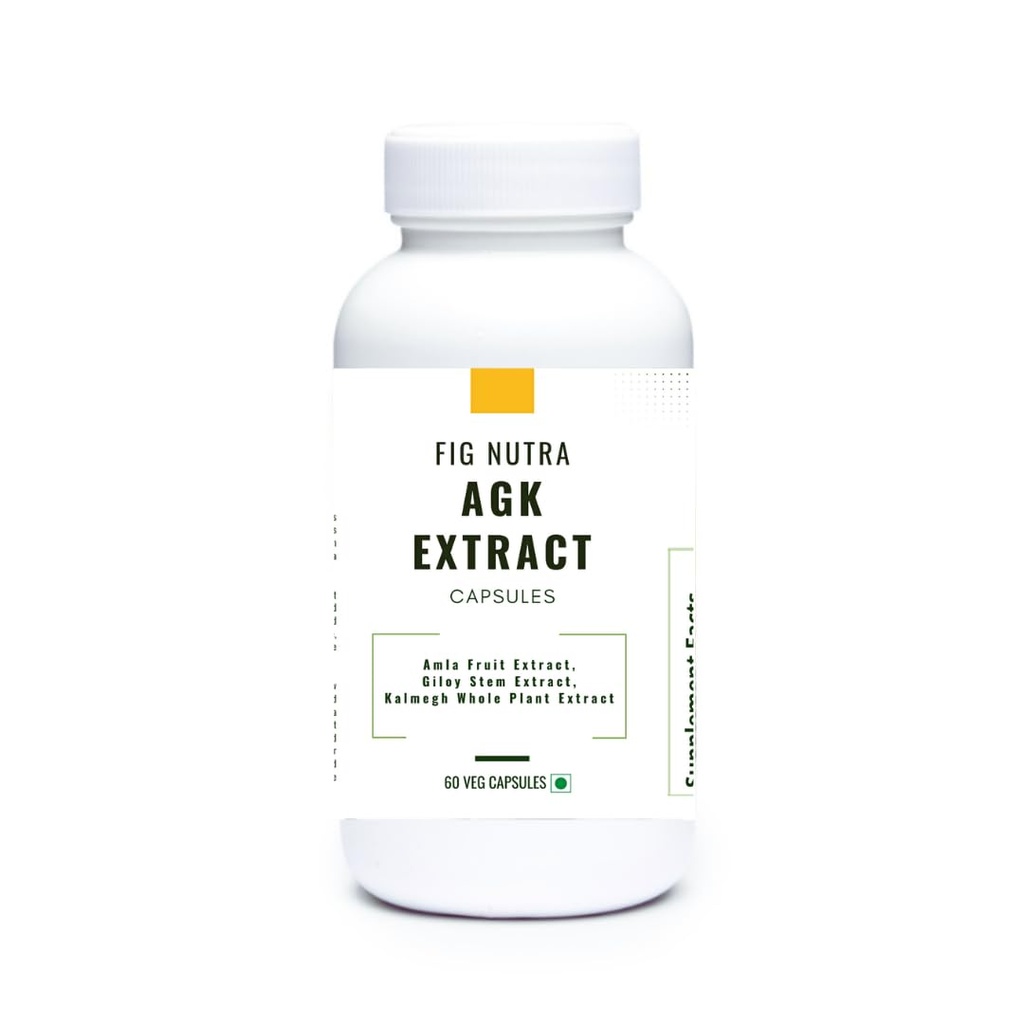FiG Nutra’s AGK Extract Capsules | Herbal Immune Support Supplement | Amla, Giloy, Kalmegh Extracts Blend | 60 Veg Capsules