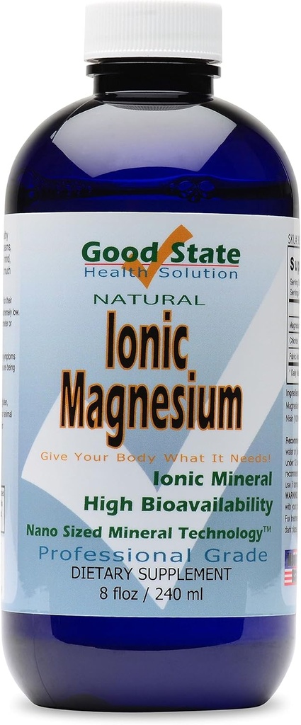 Good State Ionic Magnesium 8 oz - Natural - Nano Sized Mineral Technology - Professional Grade - Supports Healthy Chemical & Enzymes Reactions - 96 Servings (8.1 fl oz)