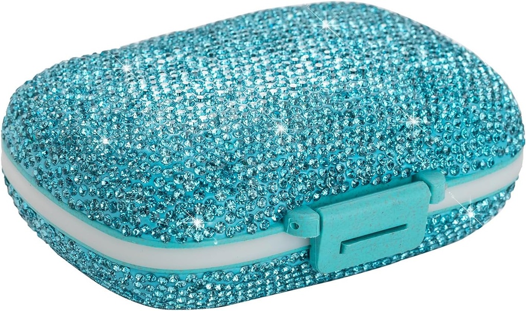 Voyage Pill Container Medicine Organizer Daily Purse Pill Case Cute Pill Vitamine Box Small Pocket Pill Holder Mini Pill Organizer for Supplement(Blue)