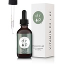 Vitamine D3 + K2 gouttes avec 1000 UI de D3 à base végétale et 45 μg de K2, supplément liquide de 2 oz pour la résistance aux os, amélioration de l'humeur - Pas de conservateurs artificiels, non aromatisés, avec huile de noix de coco MCT
