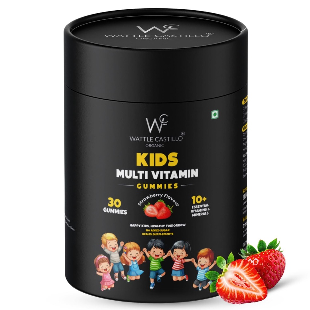 Kids Multivitamin Gummies for Children | 10+ Essential Vitamins & Minerals | Strawberry Flavour | No Added Sugar | Daily Nutrition Supplement | 30 Gummies