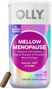 Suppléments de ménopause OLLY Mellow pour les femmes, soutient les flashs chauds, la sécheresse vaginale et les échangismes occasionnels,* Estro-G100®, GABA, Capsules végétaliennes, 1 mois d'approvisionnement - 30 comtes