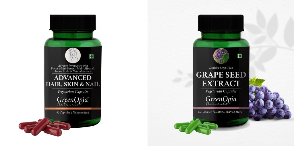 Advanced HSN (Hair, Skin Nails) Grape Seed Extract Wellness Daily Vitality |60 CAPSULES