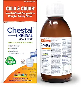 Boiron Chestal Adult Cold and Cough Syrup for Nasal and Chest Congestion, Runny Nose, and Sore Throat Relief - 6.7 Fl oz
