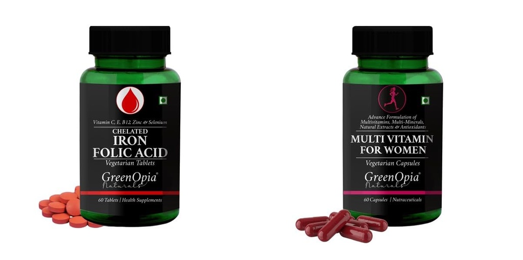Iron Folic Acid Tablets Multivitamins For Women Wellness Daily Vitality |60 CAPSULES