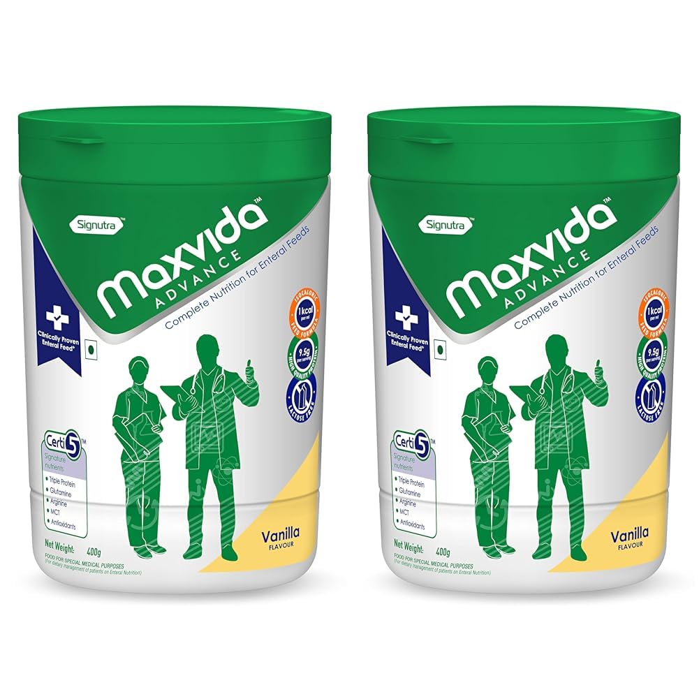 Maxvida Advance Complete Nutrition for enteral Feeds Jar -400g (Vanilla) (Pack of 2)