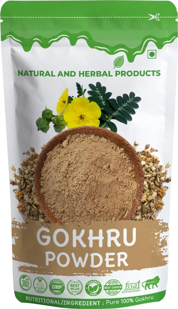 Gokharu Powder For Eating | Tribulus Terrestris | Gokharu Churan | Face Pack | Skin | Face Mask | Hair | Drink - 100Gram Gokshura