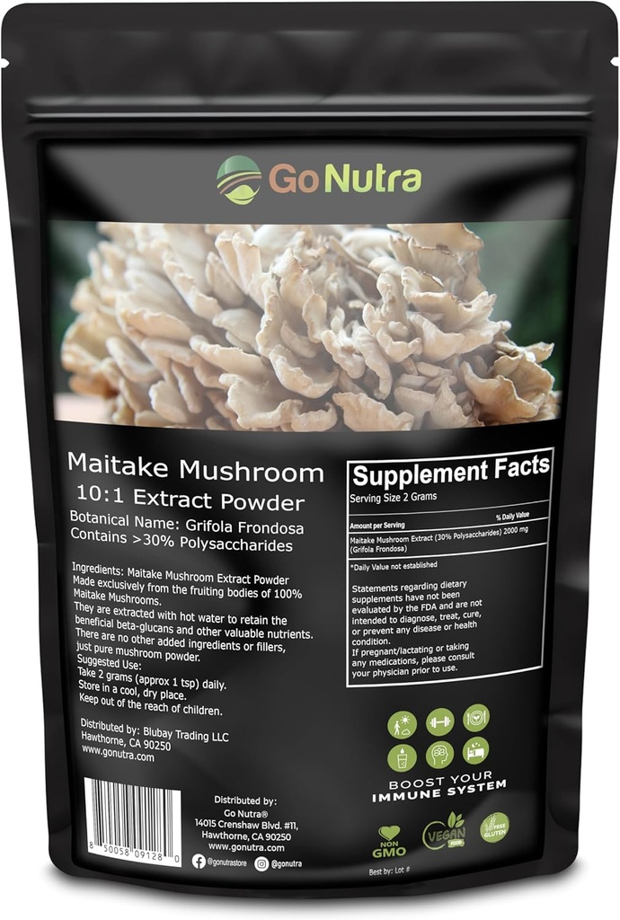 Go Nutra Maitake Poudre d'extrait de champignons 8 oz.