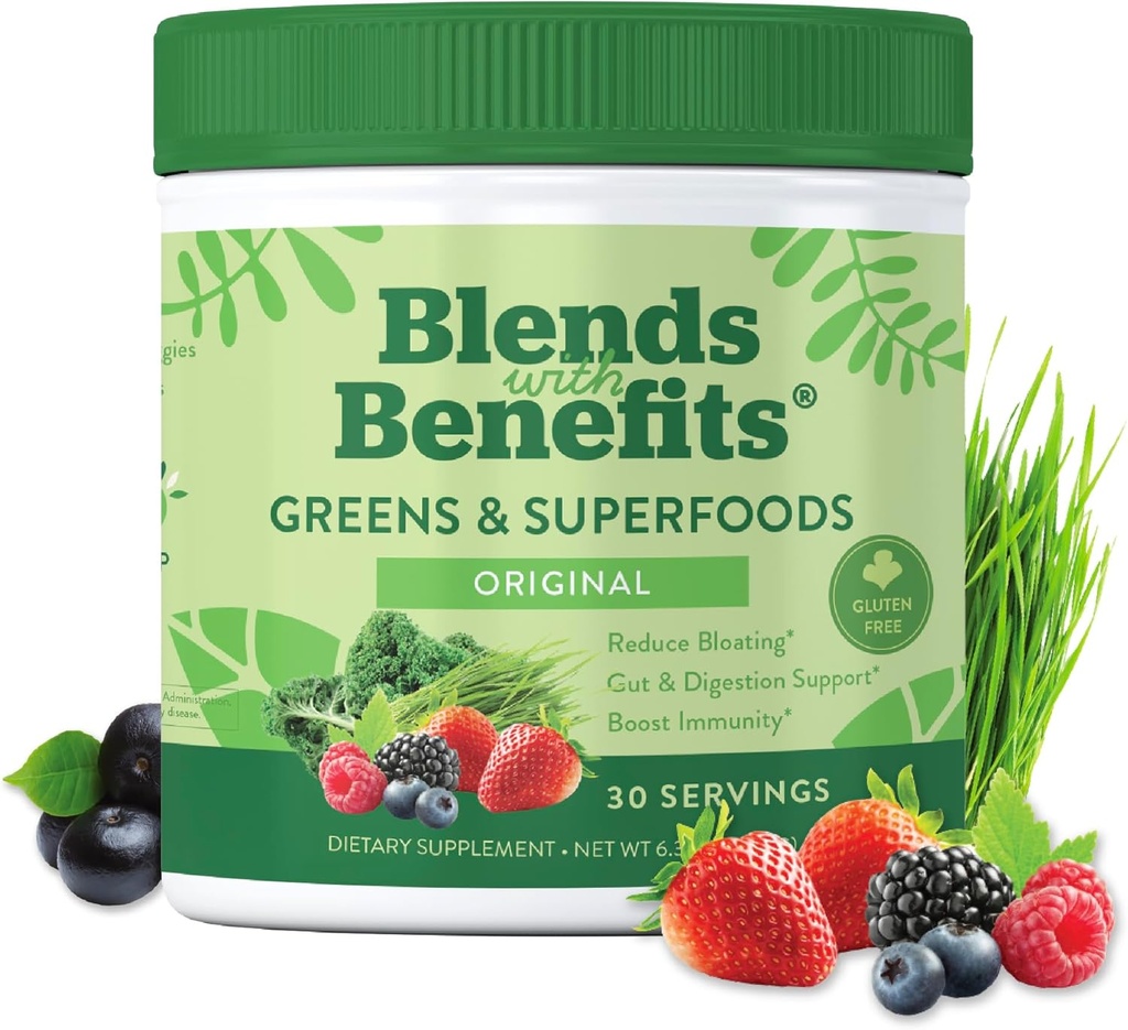 360 Nutrition Super Greens Poudre avec probiotiques et enzymes digestives, sans sucre et sans gluten, superaliments à base de plantes pour la santé Gut, immunité - 6,35 oz