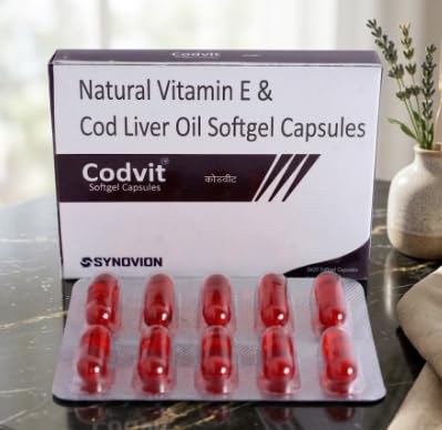 COD VIT Vitamin E and Cod Liver Oil Capsules,10 Capsules, for Adults