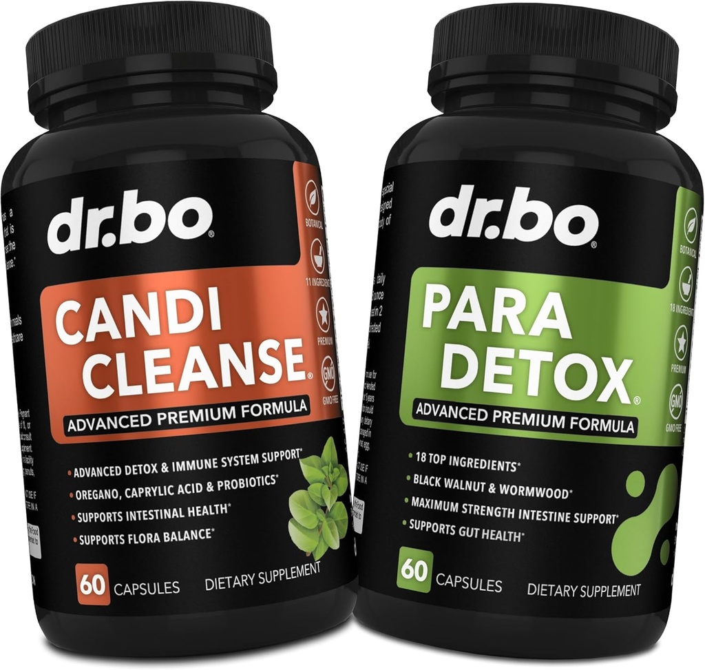 Candi Cleanse & Intestine Detox Supplément de support Pills - Probiotique nettoyant extra-fort avec support intestinal Flora Gut - Origan naturel à base de plantes orales, acide caprylique, wormwood et noyer noir