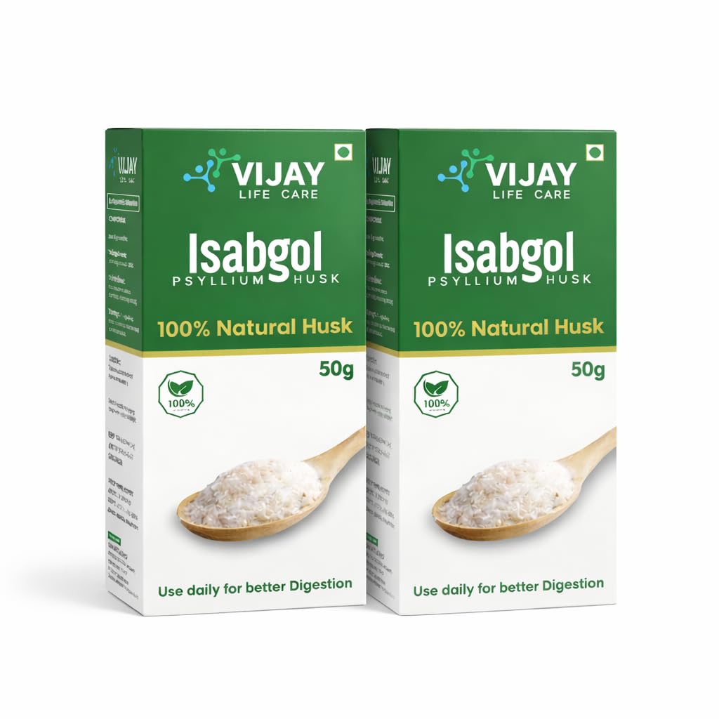 Isabgol Psyllium Husk 50g (Pack of 2) | 100% Natural Fiber Supplement | Supports Digestion & Constipation Relief | Gut Health Powder | Daily Use