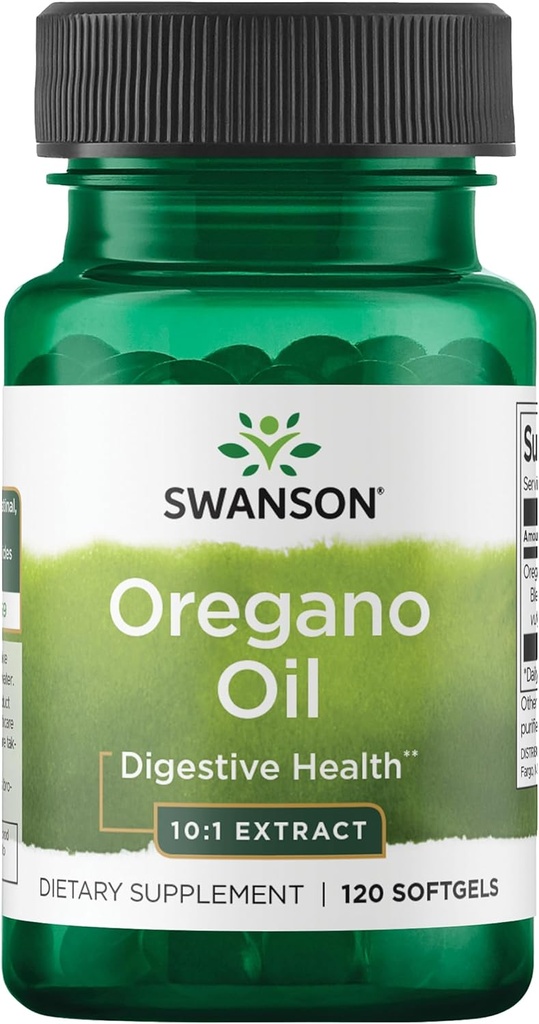 Huile d'origan de Swanson 10:1 Extrant-Supplément naturel Promouvoir la santé digestive-respiratoire et le soutien de la santé de piège urinaire (120 Softgels, 150mg chacun)