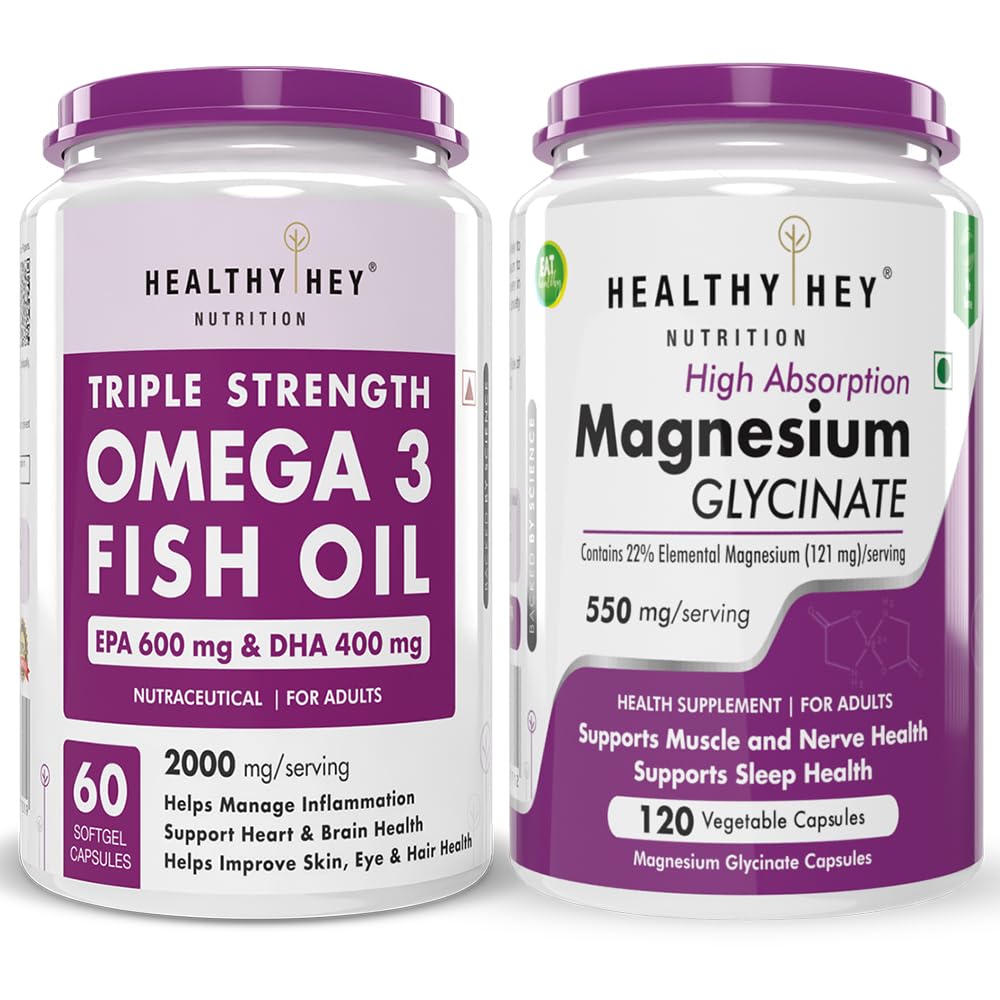 HealthyHey Nutrition Fish oil 60 capsules & magnesium glycinate 120 capsules