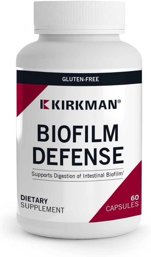 Kirkman - Disrupteur de défense biofilm et Buster - W/Lipase et Glucoamylase - Enzymes pour la digestion des hommes et des femmes - Protège le système immunitaire - 60 capsules supplémentaires
