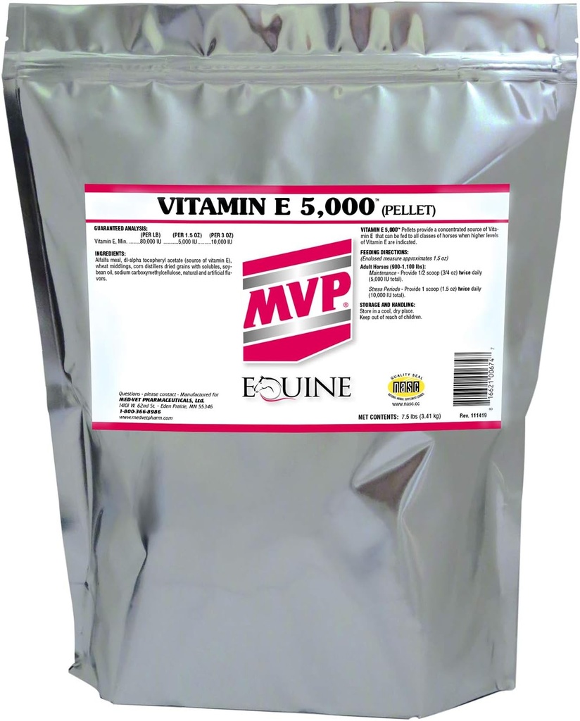 Vitamine E 5,000 (7,5lb) Vitamine E pelée pour chevaux...