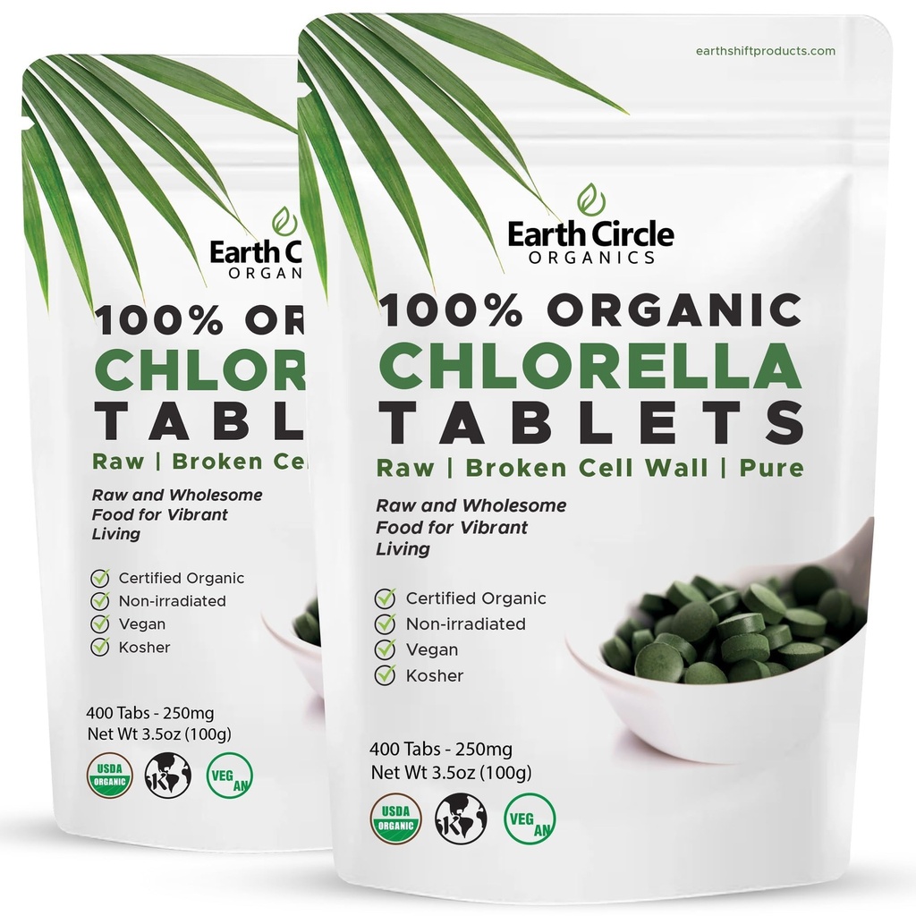 Comprimés de Chlorella Biologique 400 Count de haute puissance Superfood de Chlorophylle Pills de 100% Vert pur Algae.