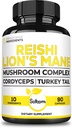 Satoomi Reishi Complement Complex 5000Mg - 10in1 Combiné avec Lions Mane, Cordyceps Sinensis, Chaga Mushroom et autres - 90 Capsules pendant 3 mois