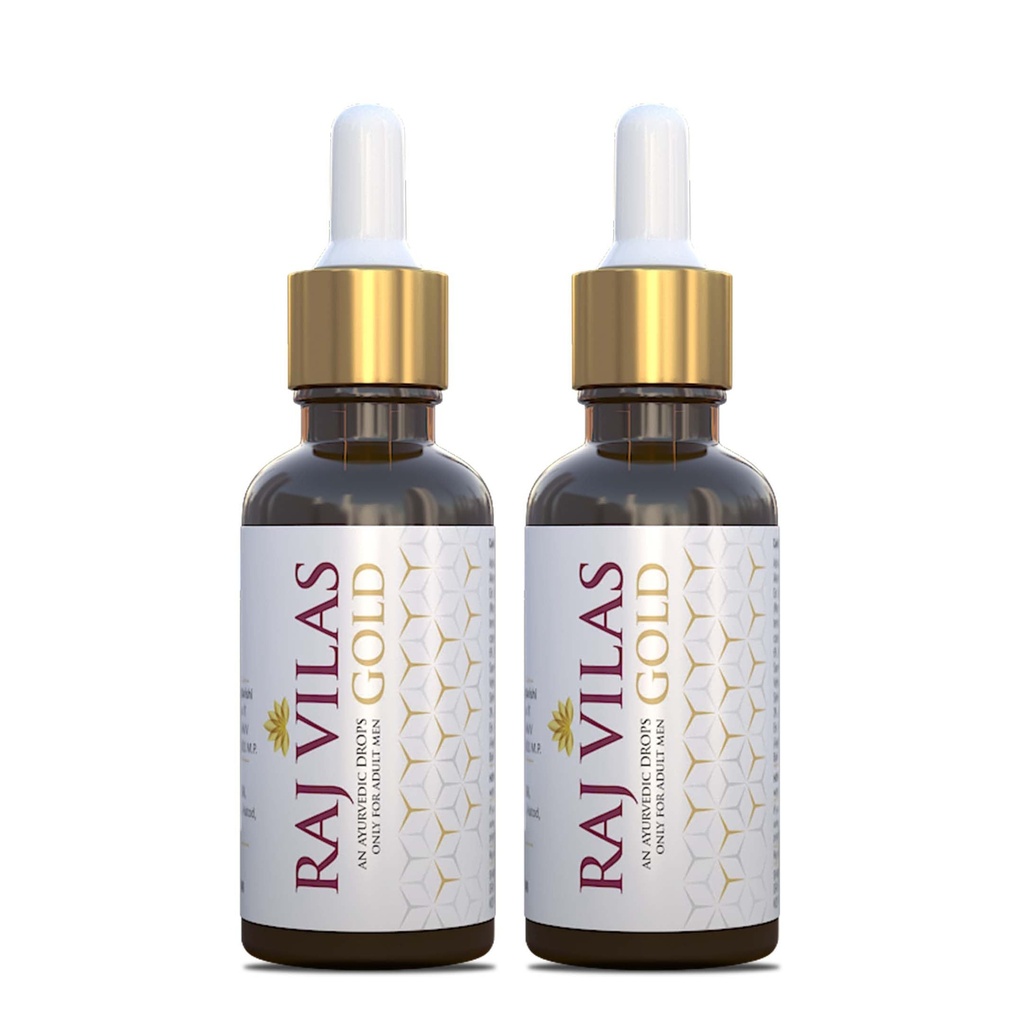 Rajvilas Gold Drops for Men | Ayurvedic Herbal Wellness Drops | Daily Vitality and Energy Support | Liquid Herbal Formula | Pack of 2 * 30 ml