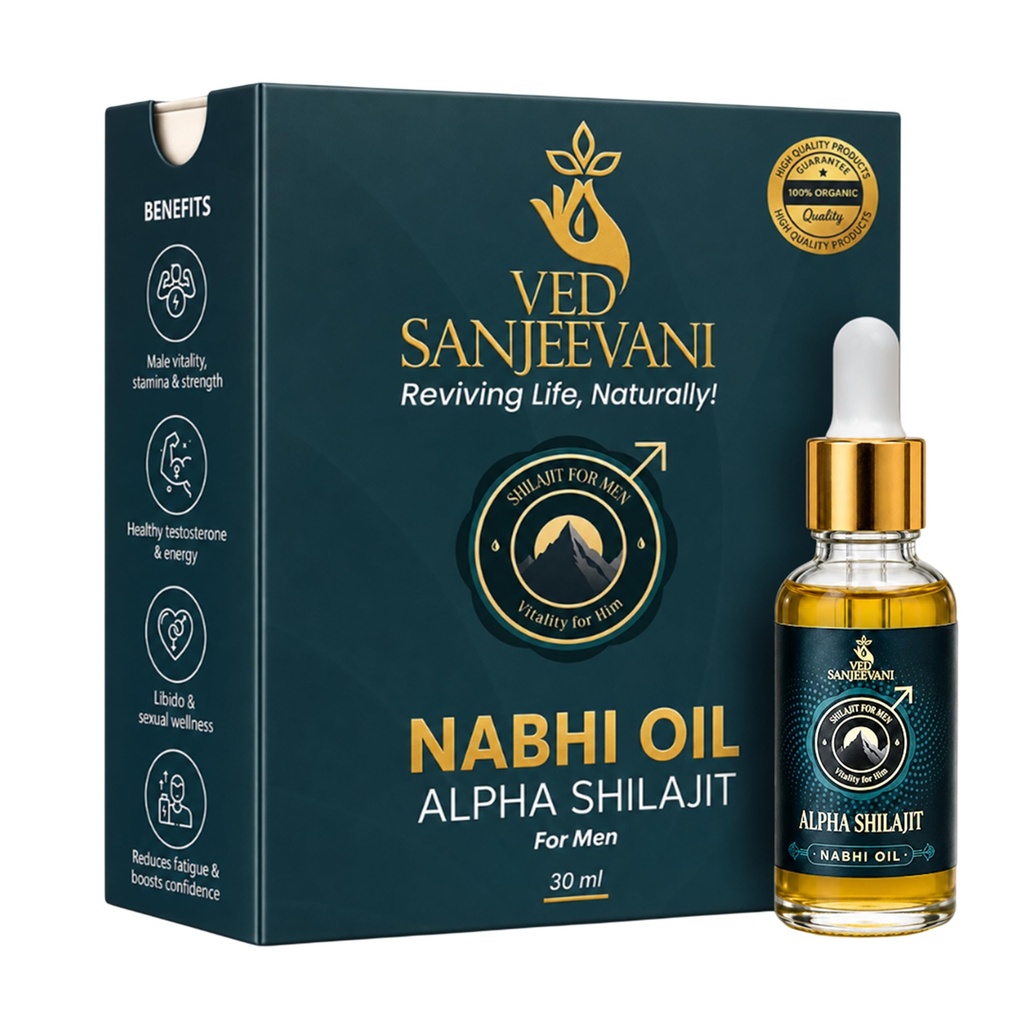 Ved Sanjeevani Alpha Shilajit Nabhi Oil for Men | 30 ml