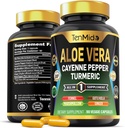 Aloe Vera Capsules Supplement - Formule 8in1 - Combiner avec Turmeric, Cayenne Pepper, Marshmallow, Fennel, Gotu Kola, Ginger et Black Pepper - 90 Capsules pour 3 mois d'approvisionnement