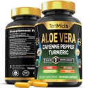 Aloe Vera Capsules Supplement - Formule 8in1 - Combiner avec Turmeric, Cayenne Pepper, Marshmallow, Fennel, Gotu Kola, Ginger et Black Pepper - 90 Capsules pour 3 mois d'approvisionnement