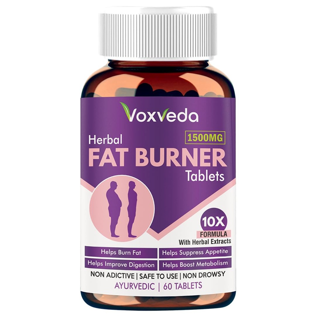 Fat Burner Tablets 1500 mg (60 Tablets) | Fat Burner Tablet for Men and Women | Herbal Fat Burner Tablets | Helps Weight Loss Support with Herbal Extracts | Helps Burn Fats