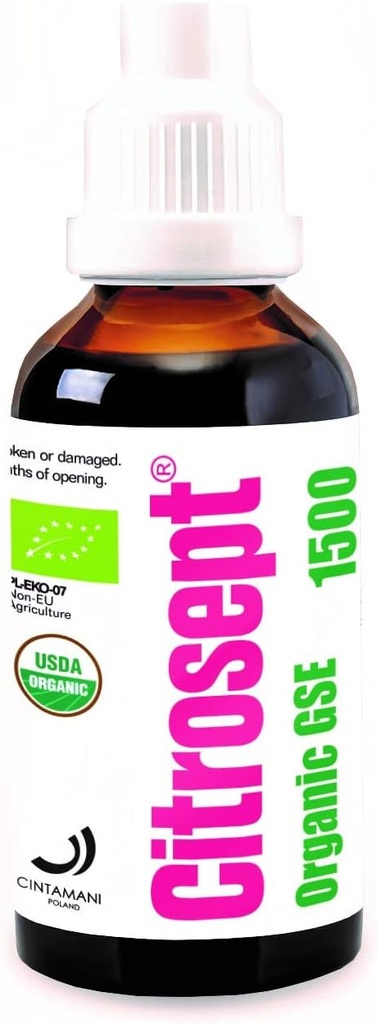 Citrosept Organic GSE, Higher Quality Extraction Process for Purity | Max Strength | Original Grapefruit Seed Extract Liquid with Antioxidant Properties | Immune System Support | 1 x 50ml Bottle