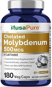 NusaPure Molybdène chélaté 500 mcg 180 Caps végétariens (Vegan, non-OGM)