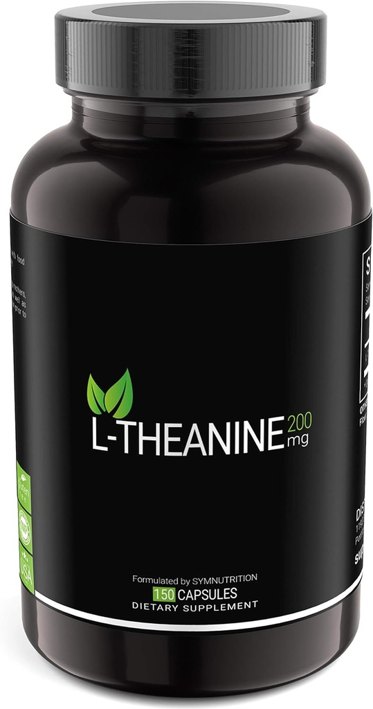 SYMNUTRITION L-Theanine 200mg — 150 Nombre (capsules V) / 150 portions fabriquées dans un établissement agréé cGMP aux États-Unis; non-OGM, végétalien et sans gluten