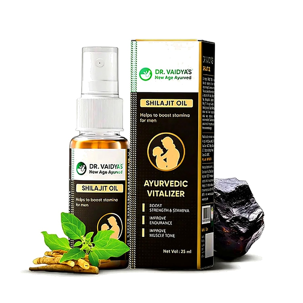 Dr. Vaidya’s Shilajit Oil for Men – Ayurvedic Massage Oil to Boost Strength, Stamina & Blood Flow | 100% Natural | For Better Performance | Ashwagandha & Gokshura to Boost Endurance | 25ml (Pack of 1)