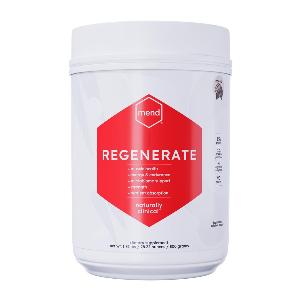 MEND Regenerate, Post Workout Recovery, Immune Support et Sports Nutrition Supplément pour les hommes et les femmes - naturel, sans gluten et non-OGM - Poudre de protéines de cacao, 20 portions