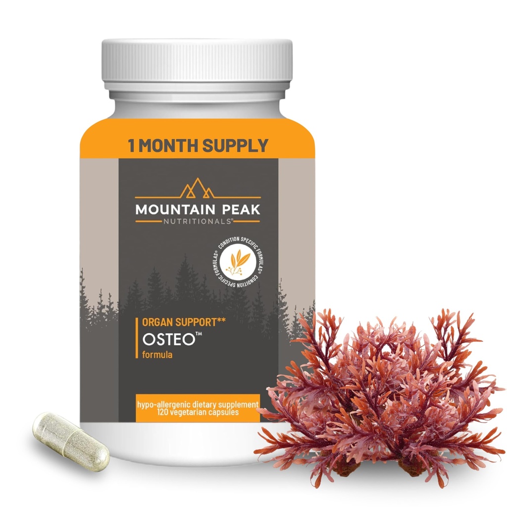 Mountain Peak Nutritionals Supplément Ostéo - Soutien des organes et os forts, favorise la santé des os - avec les vitamines D3, K2, Calcium et Magnésium - Bâtiment des os et renforcement (120 capsules végétariennes)