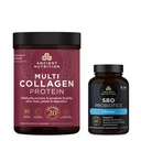 Ancient Nutrition SBO Ultimate Probiotics Capsules, 60 Nombre + poudre de protéines multicollagènes, Sans saveur, 45 portions