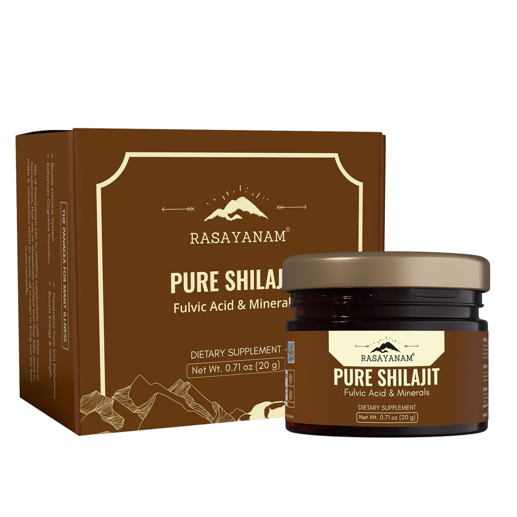 Rasayanam Pure Himalayan Shilajit Resin | Highly Purified with 75% Fulvic Acid & 80+ Trace Minerals | Supports Energy, Stamina, Strength & Recovery | 20 gm