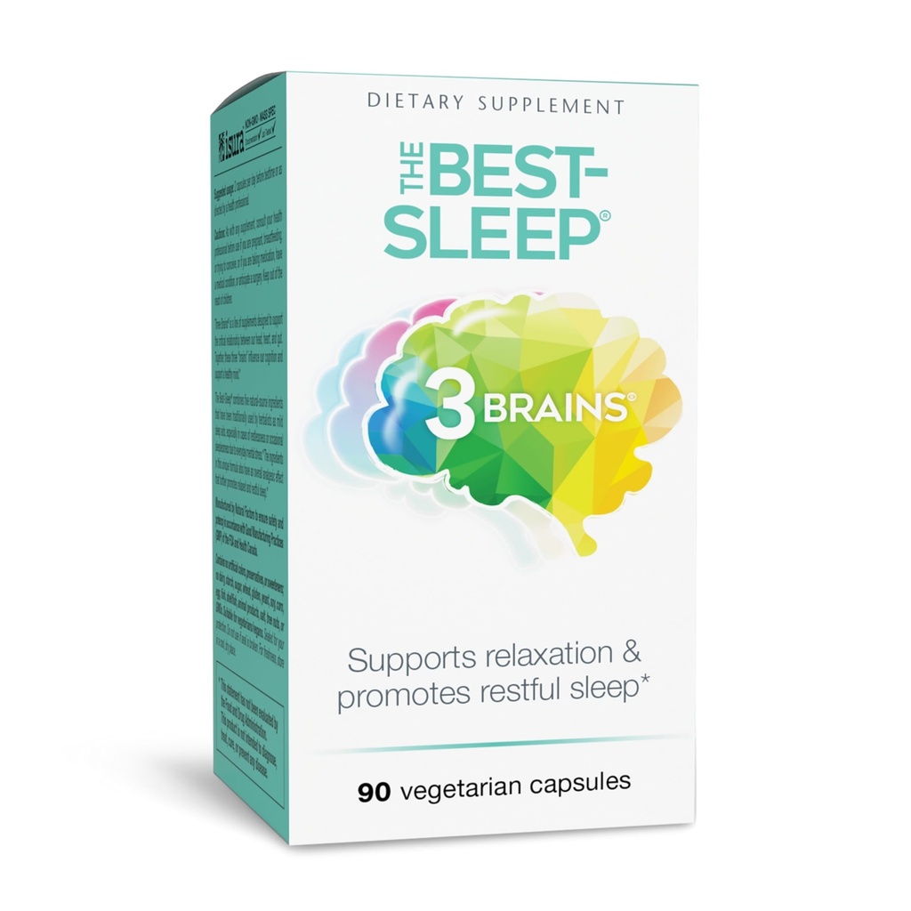 Facteurs naturels 3 cerveaux, le meilleur sommeil, soutient la relaxation et le sommeil reposant, végétalien, 90 capsules